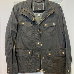 J. Crew Women's Dark Olive Jacket with Gold Trim